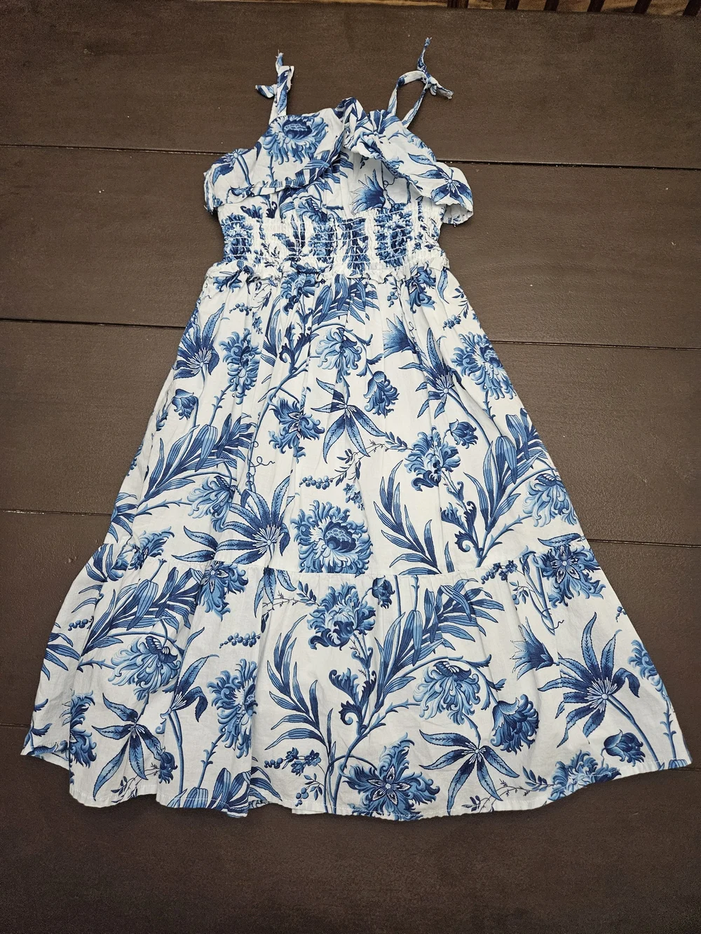 Janie and Jack White Dress with Blue Floral Print